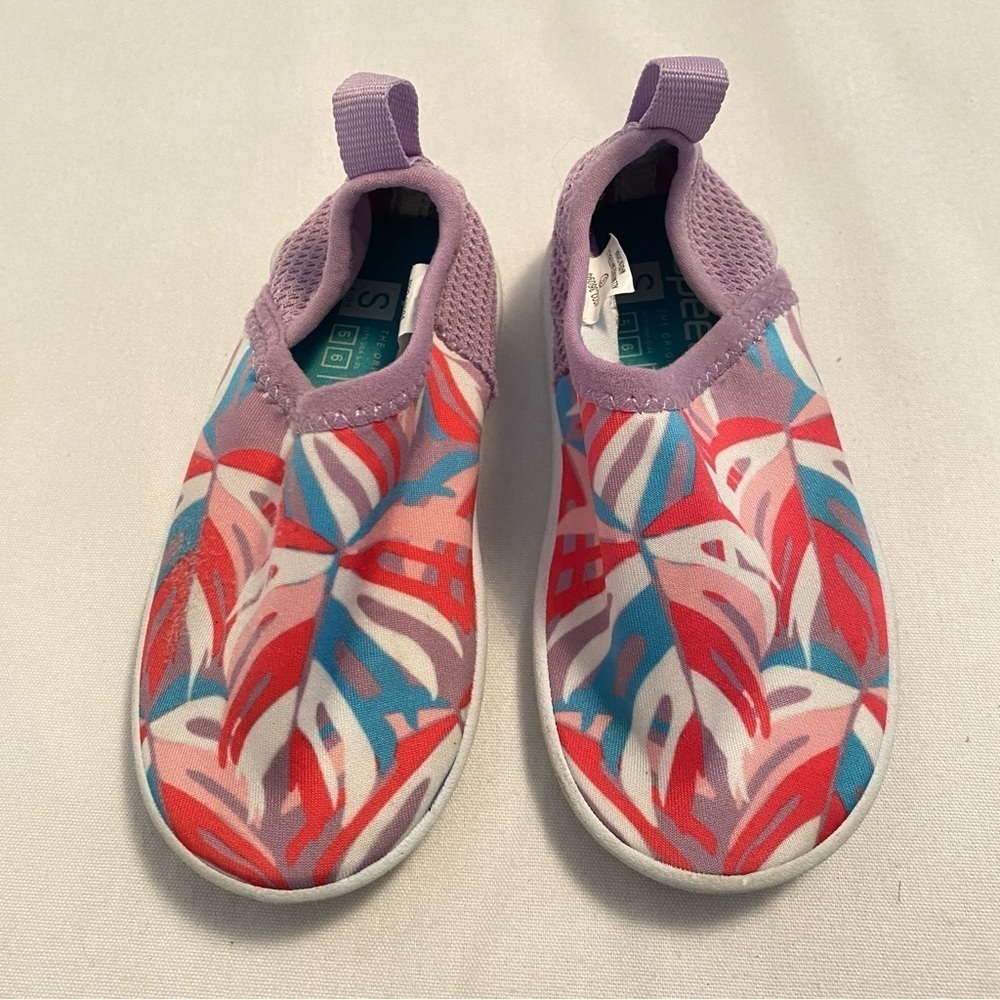 Speedo Baby Girl Splash And Sun Bootie Violet Burst Palms Water Shoe Small 5/6